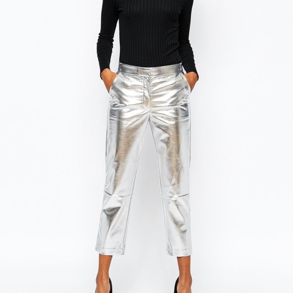 Rock out Metallic Style Satin Crop Wide Pants - Picture 11 of 12